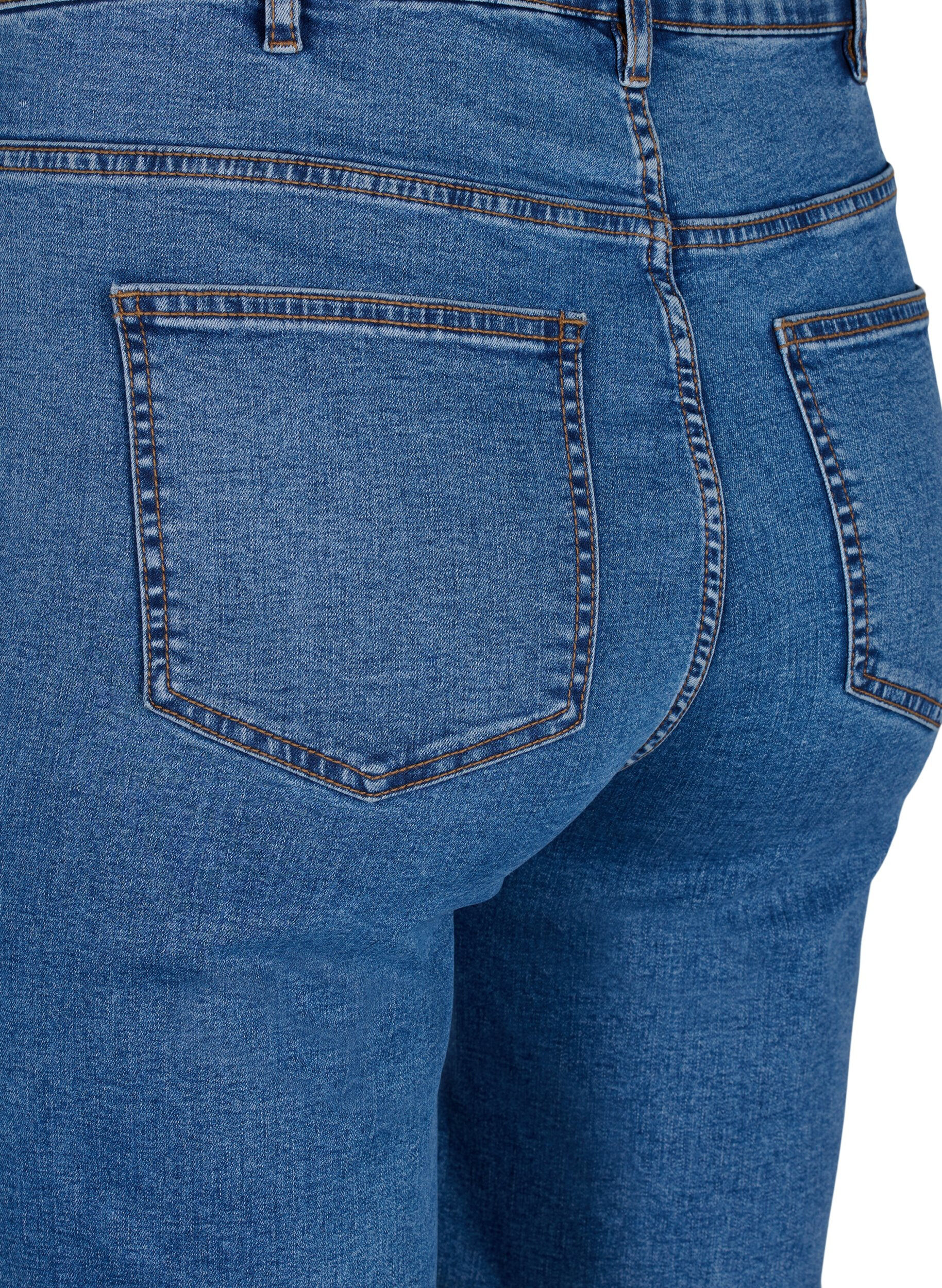Zizzi Eng anliegende Denim-Shorts mit hoher Taille, Blue Denim, Packshot image number 3