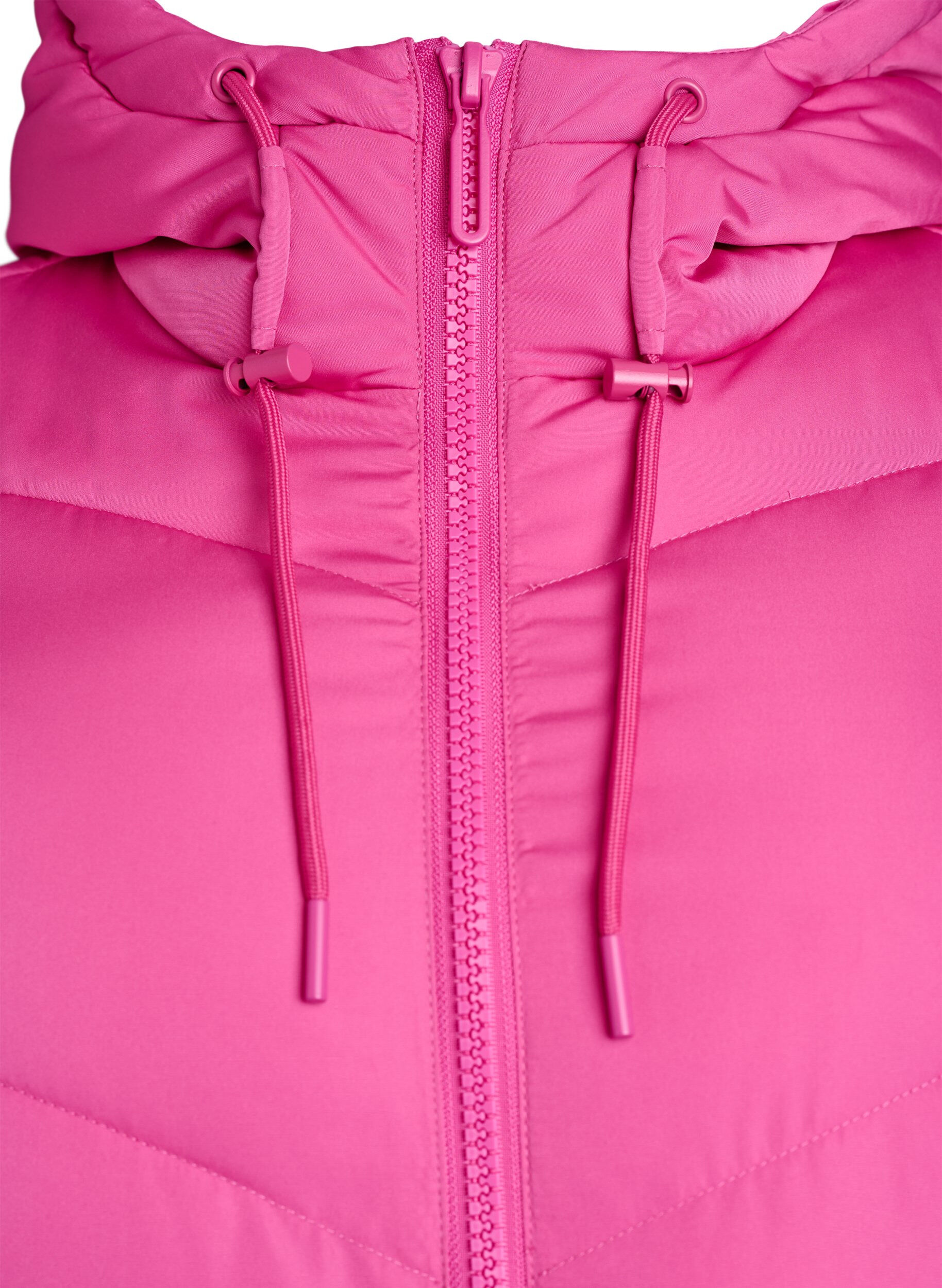 ZizziLanger Puffermantel mit Kapuze und Taschen, Rot, Packshot image number 2