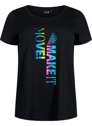 Trainings-T-Shirt mit Print, Black Make It Move, Packshot image number 0
