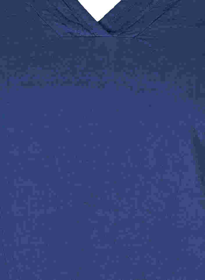Kurzarm Bluse aus Baumwolle mit V-Ausschnitt, Twilight Blue, Packshot image number 2