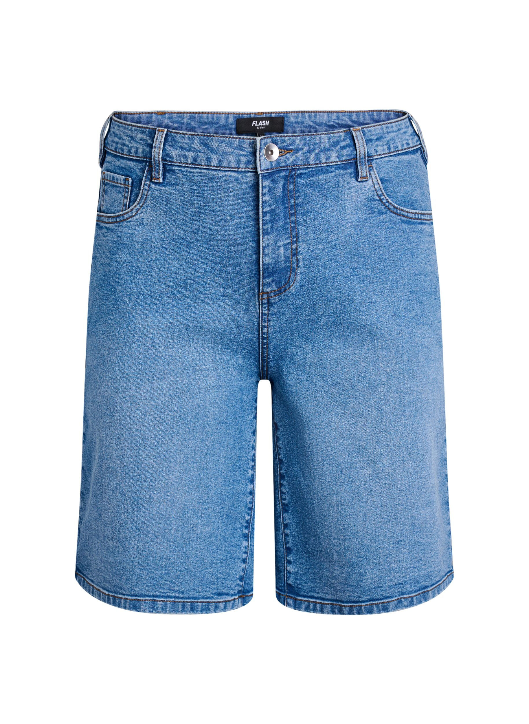 Locker sitzende Jeansshorts mit hoher Taille