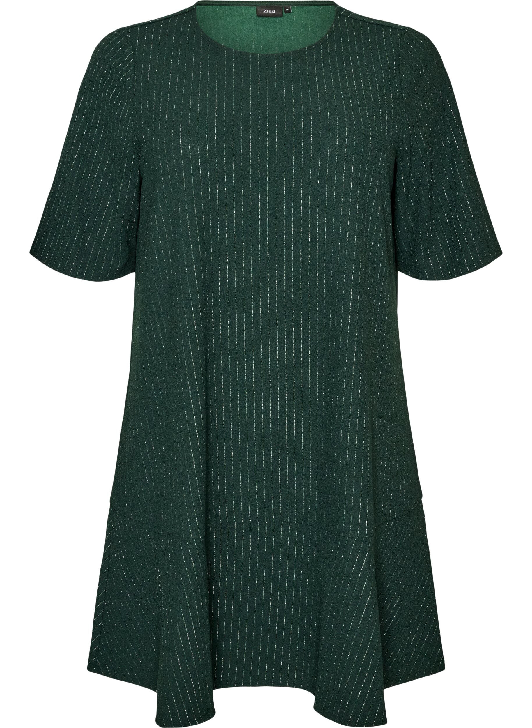 ZizziKurzes A-Linien-Kleid mit Glitzerstreifen, Gr&uuml;n, Packshot image number 0
