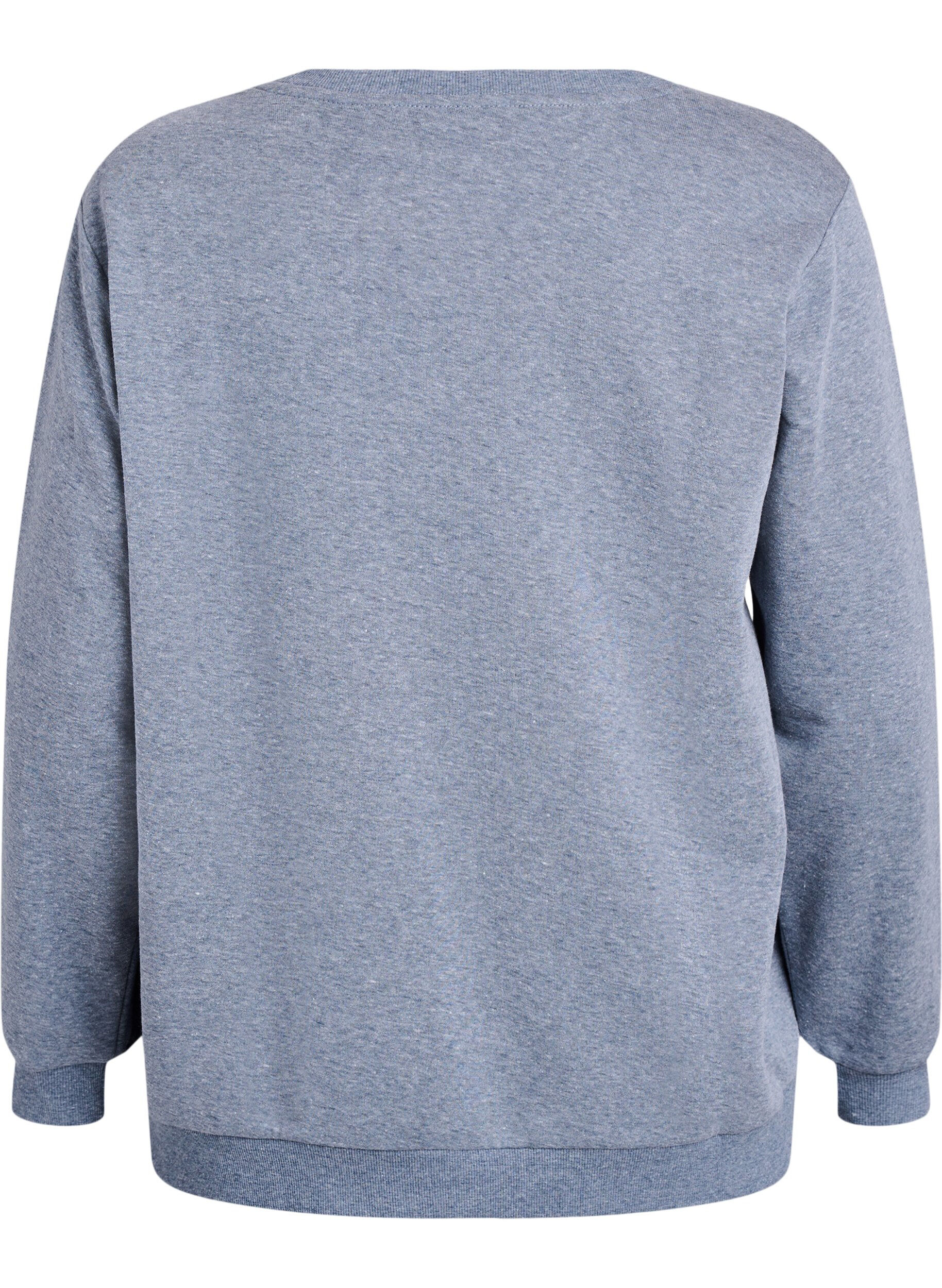 Zizzi Sweatshirt mit aufgesticktem Mailand-Motiv, Grau, Packshot image number 1