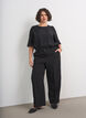 Jacquardbluse mit funkelnden Details und Puff&auml;rmeln, Schwarz, Model image number 1