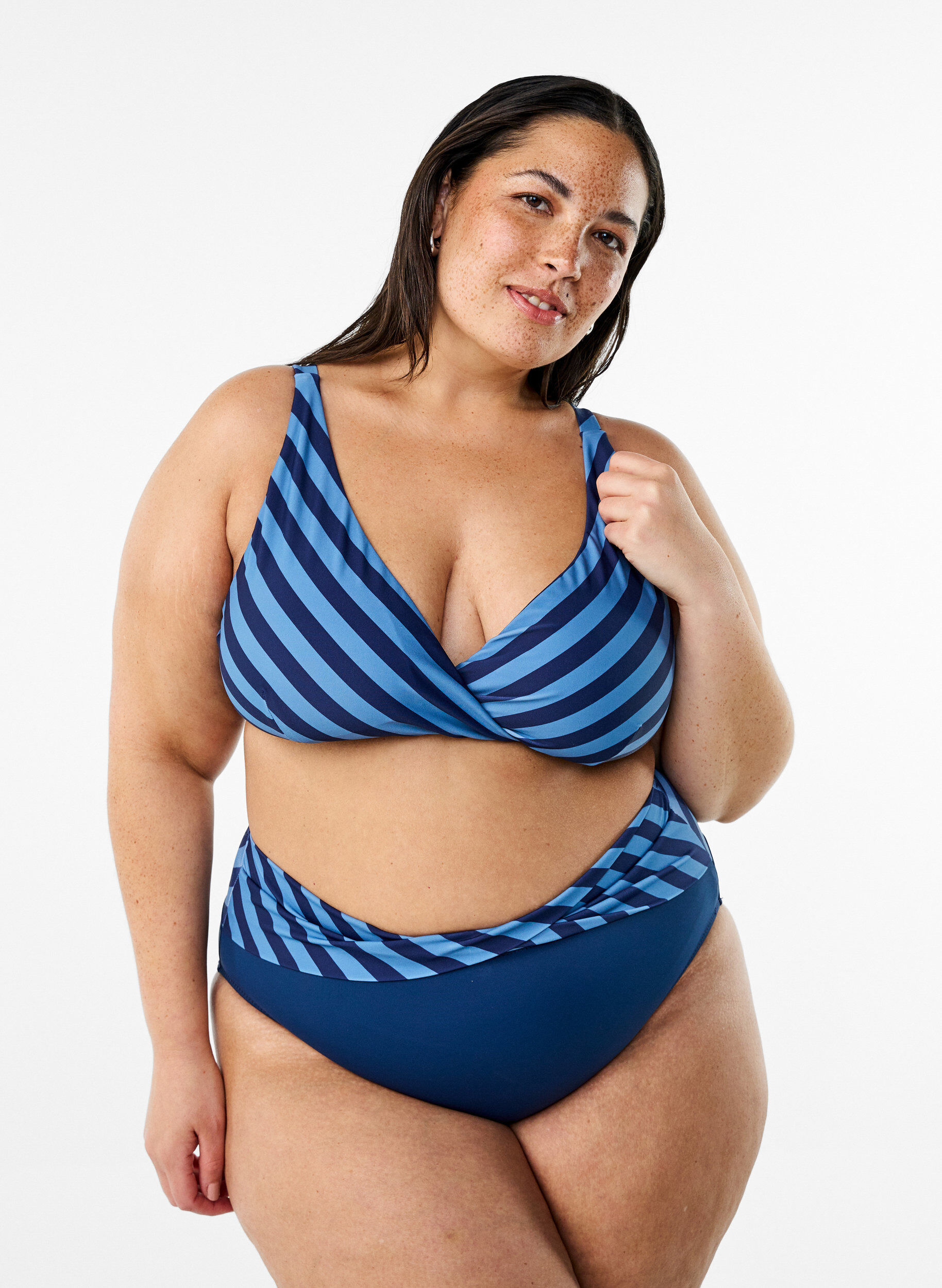 Bikinislip mit Wickeldetails, Blau, Model