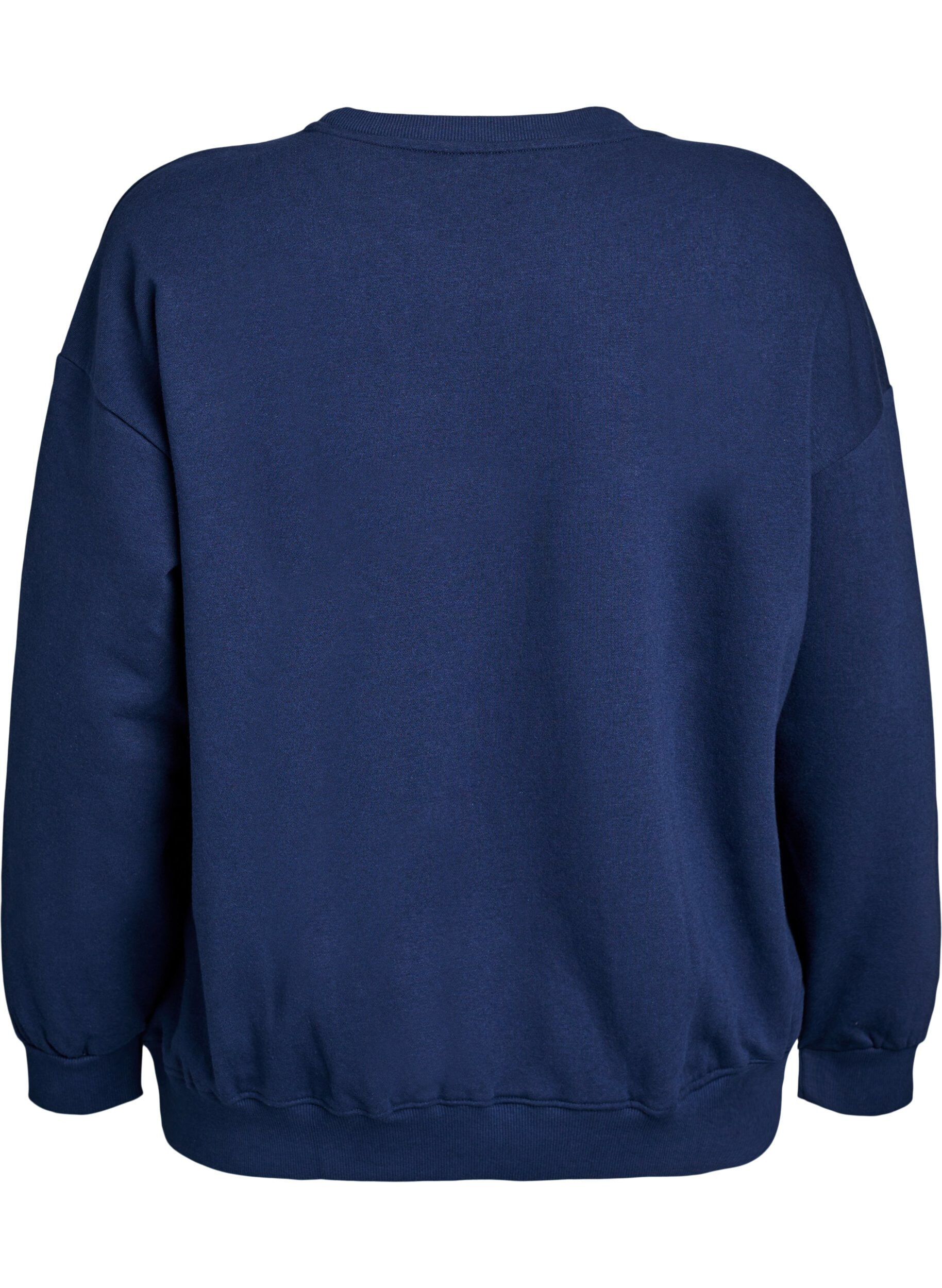 Zizzi Sweatshirt mit Textaufdruck, Blau, Packshot image number 1