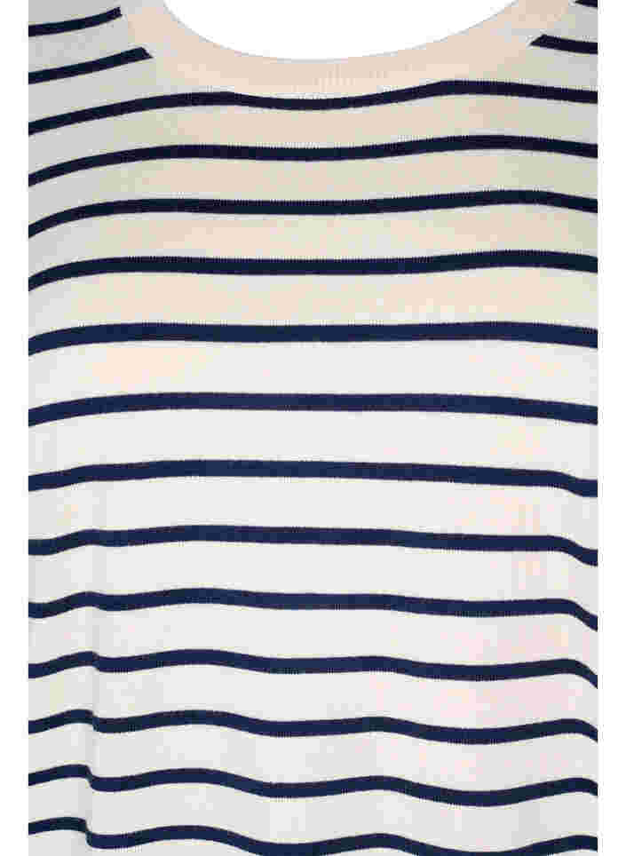 Gestrickte Viskosebluse mit langen Ärmeln, Birch W/Stripes, Packshot image number 2