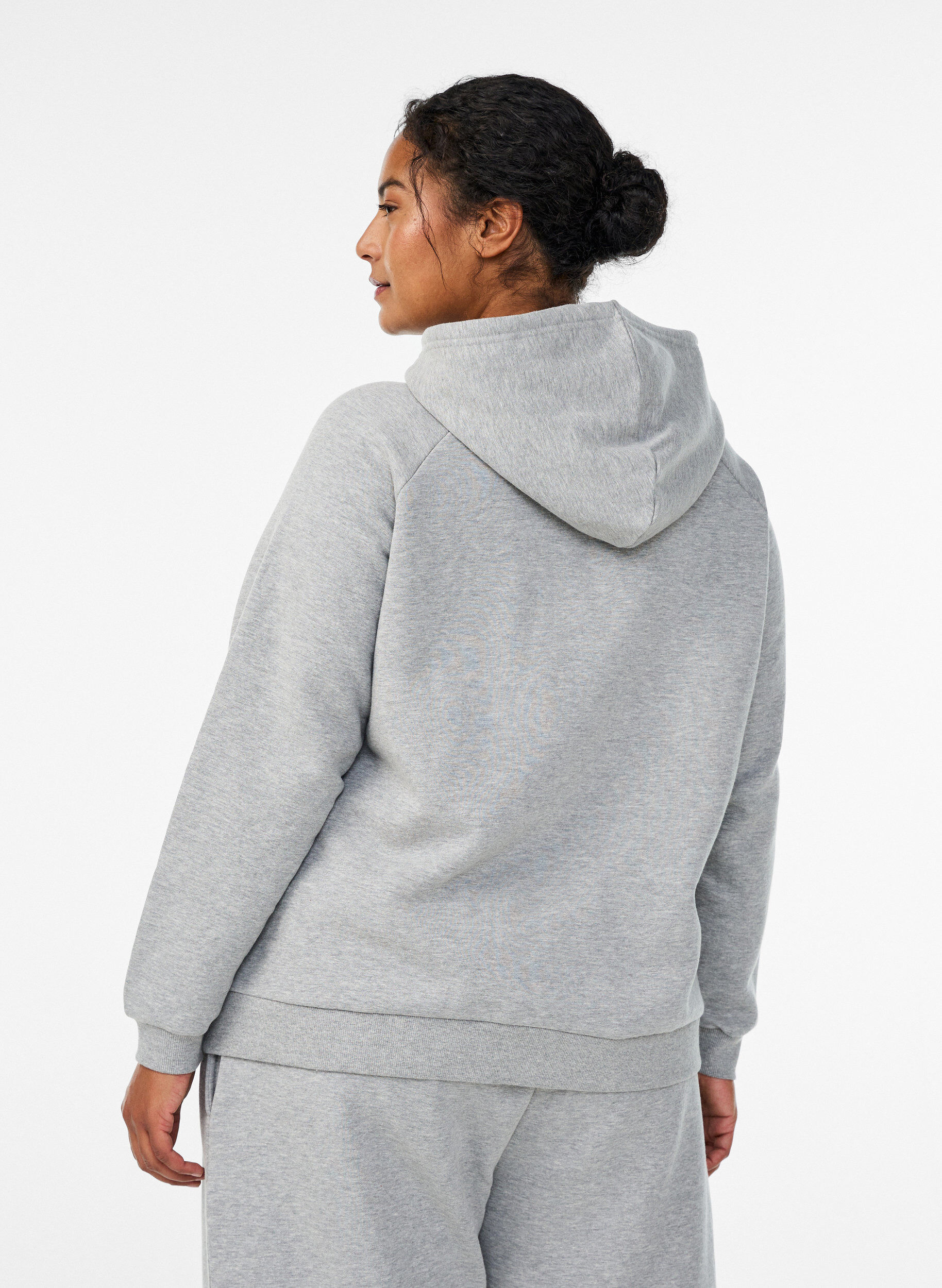 Zizzi Hoodie mit Rei&szlig;verschluss, Grau, Model image number 2