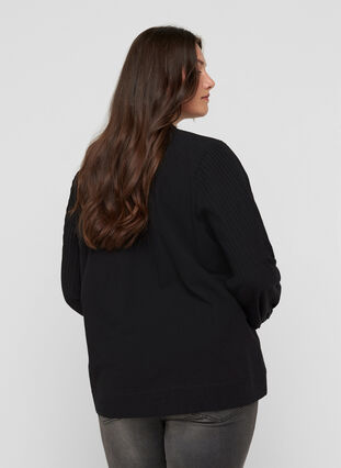 Langarm Bluse aus Baumwolle, Black, Model image number 1