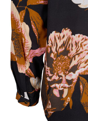 Bluse aus 100% Viskose mit Blumendruck, Black Flower AOP, Packshot image number 3