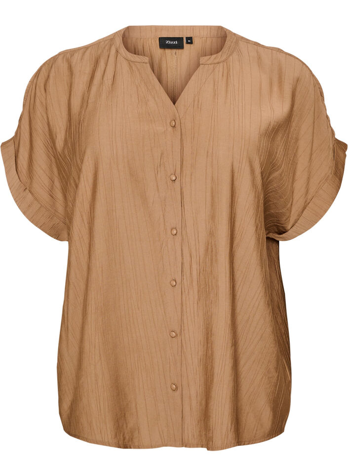 Bluse aus Viskose mit Kn&ouml;pfen und Struktur, Braun, Packshot image number 0