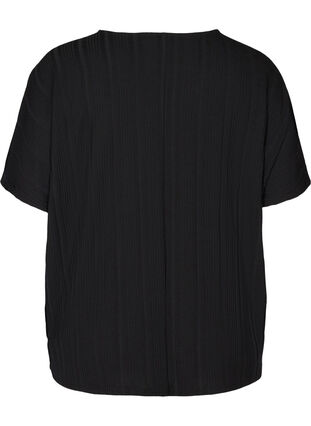 Kurzarm T-Shirt mit Rippstruktur, Black, Packshot image number 1