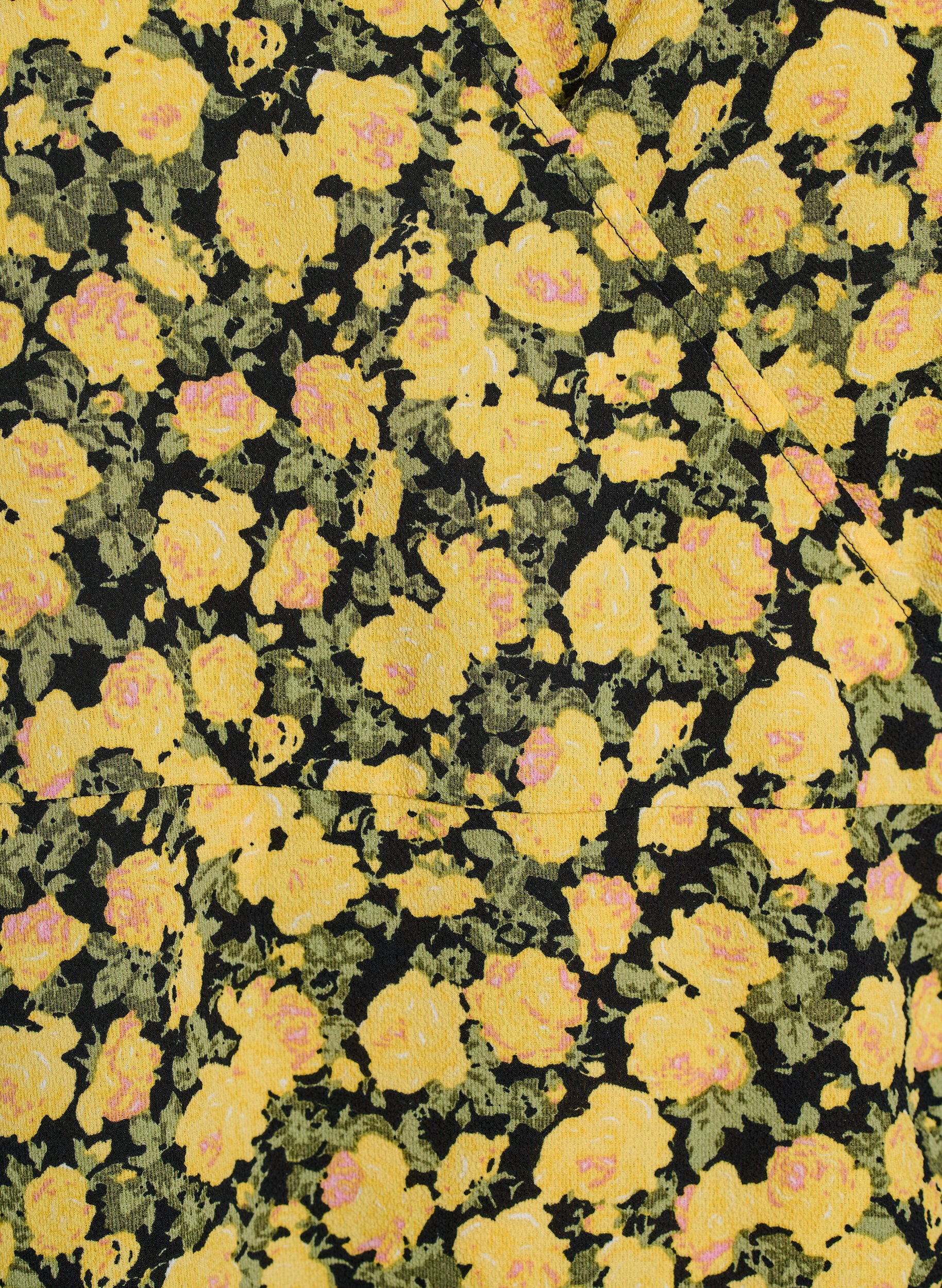 Zizzi Blumiges Wickelkleid mit kurzen &Auml;rmeln, Gelb, Packshot image number 2