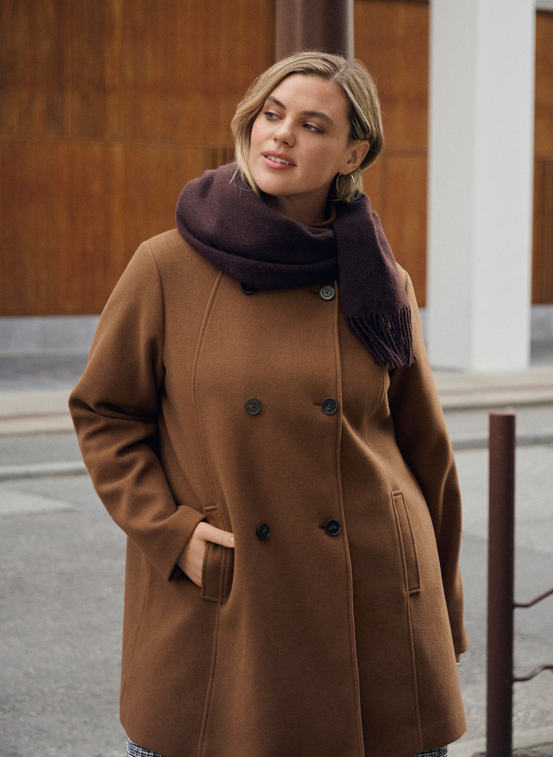 Zizzi Kurzmantel in A-Linie, Braun, Image image number 0