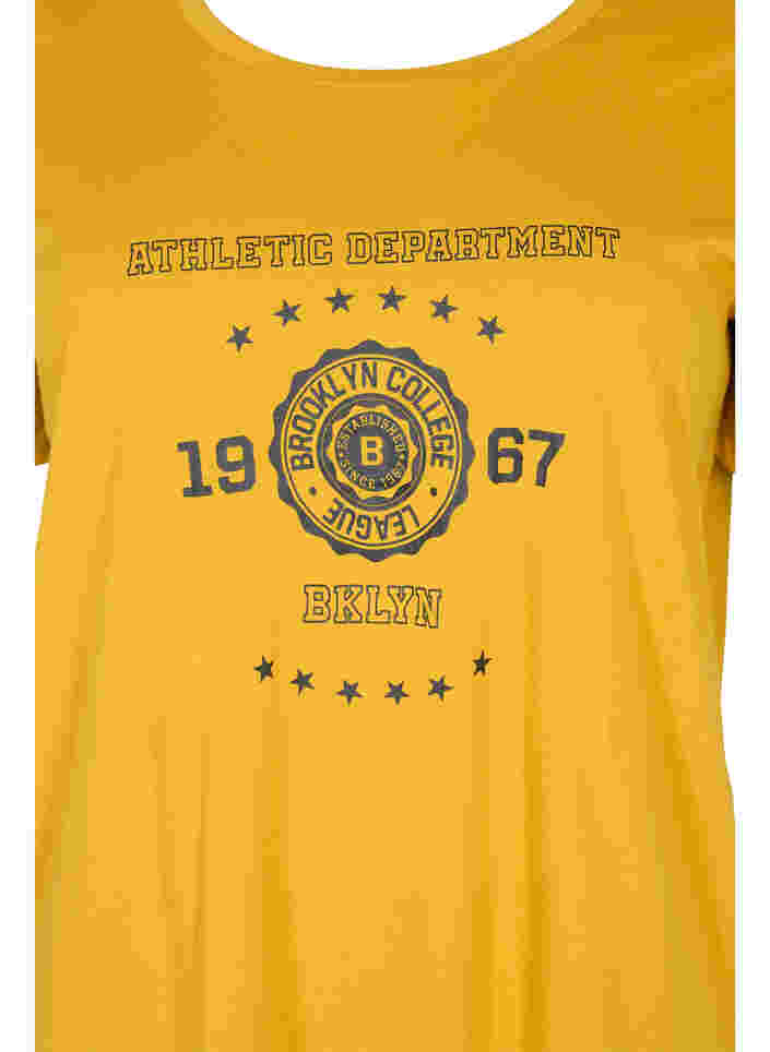 Kurzärmeliges Baumwoll-T-Shirt mit Druck, Harvest Gold, Packshot image number 2