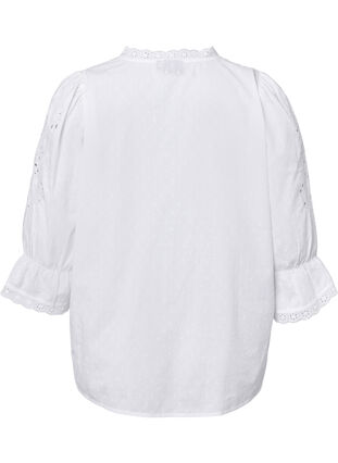 Strukturierte Hemdbluse mit Anglais-Stickerei, Bright White, Packshot image number 1