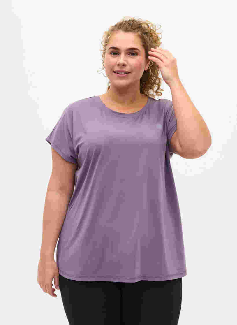 Einfarbiges Trainings-T-Shirt, Purple Sage, Model image number 0