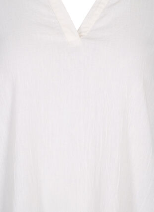 Gestreiftes Kleid aus Baumwolle und Leinen, White, Packshot image number 2