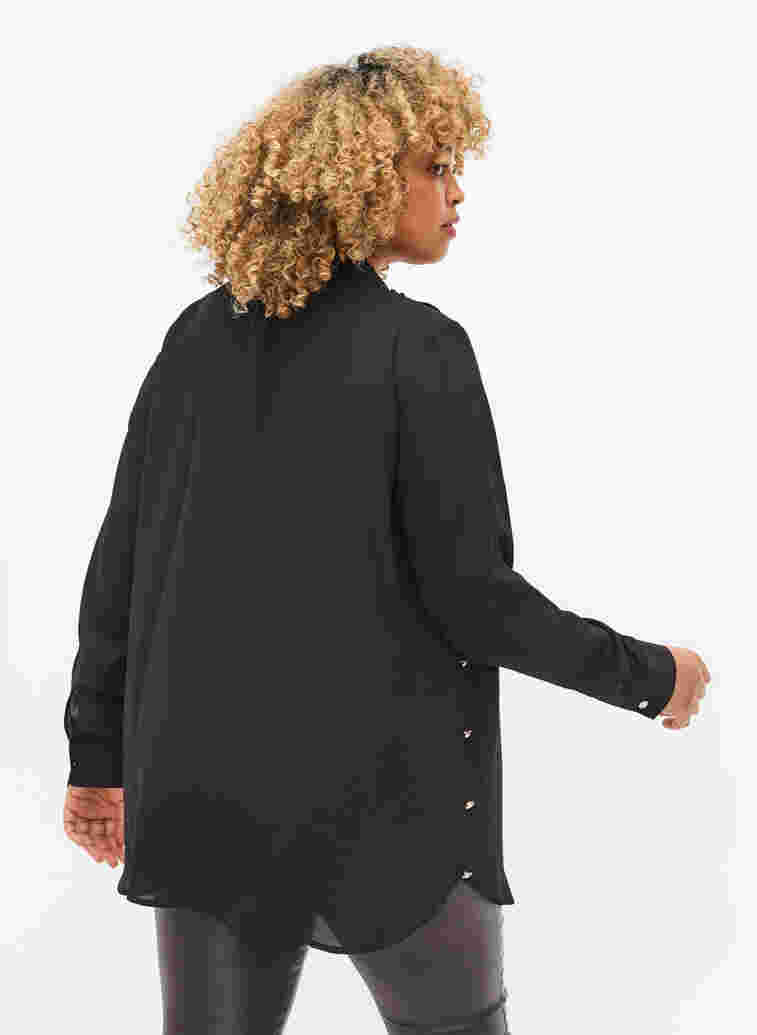 Langarmhemd mit Rüschenkragen, Black, Model image number 1