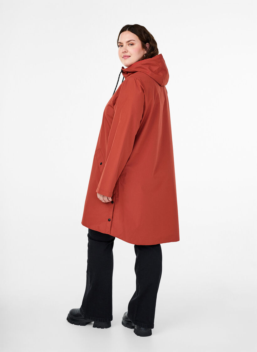 Regenjacke mit Taschen und Kapuze, Rot, Model image number 2