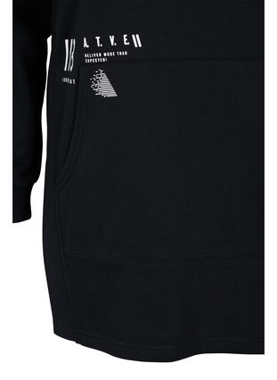 Langes Sweatshirt mit Schlitz und Tasche, Black, Packshot image number 3