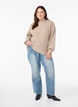 Pullover aus Rippstrick mit Puff&auml;rmeln und Kn&ouml;pfen, Beige, Model image number 1
