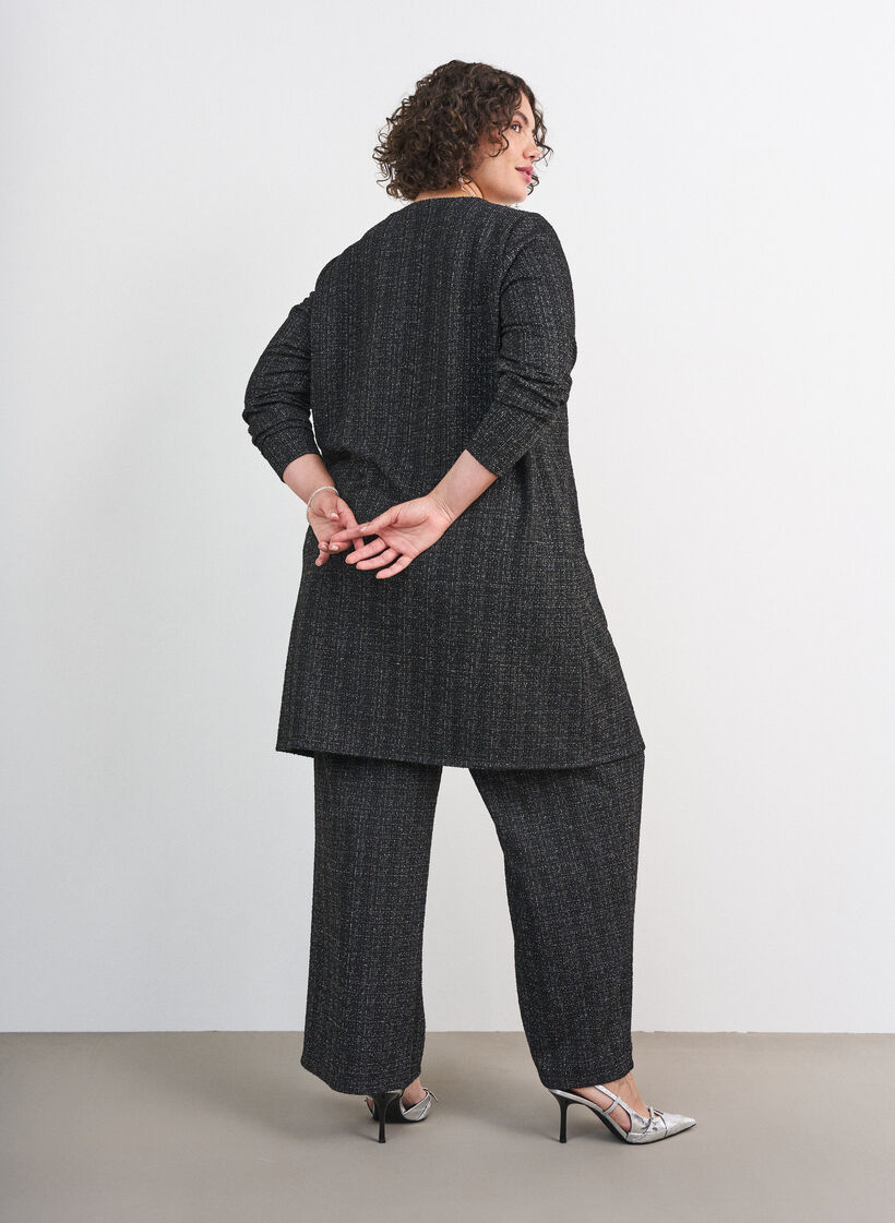 Hose aus Boucl&eacute; mit geradem Bein, Schwarz, Model image number 1