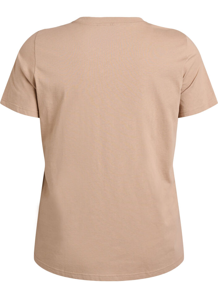 Basic-T-Shirt aus Baumwolle mit Rundhalsausschnitt, Beige, Packshot image number 1