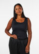 Figurbetontes Basic-Top aus glattem Stoff, Schwarz, Model image number 0