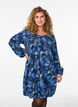 Kurzes Baumwollkleid mit Gummisaum und langen &Auml;rmeln, Blau, Model image number 0