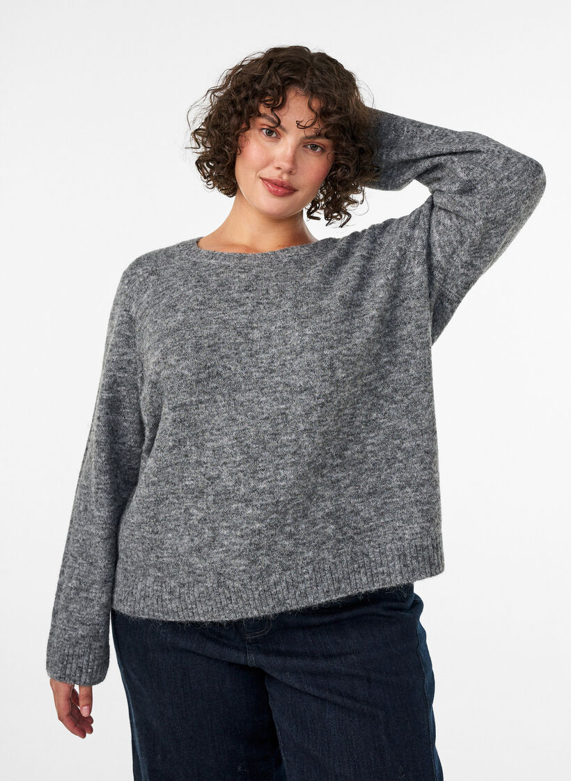 Lockerer Pullover mit Rundhalsausschnitt, Grau, Model image number 0