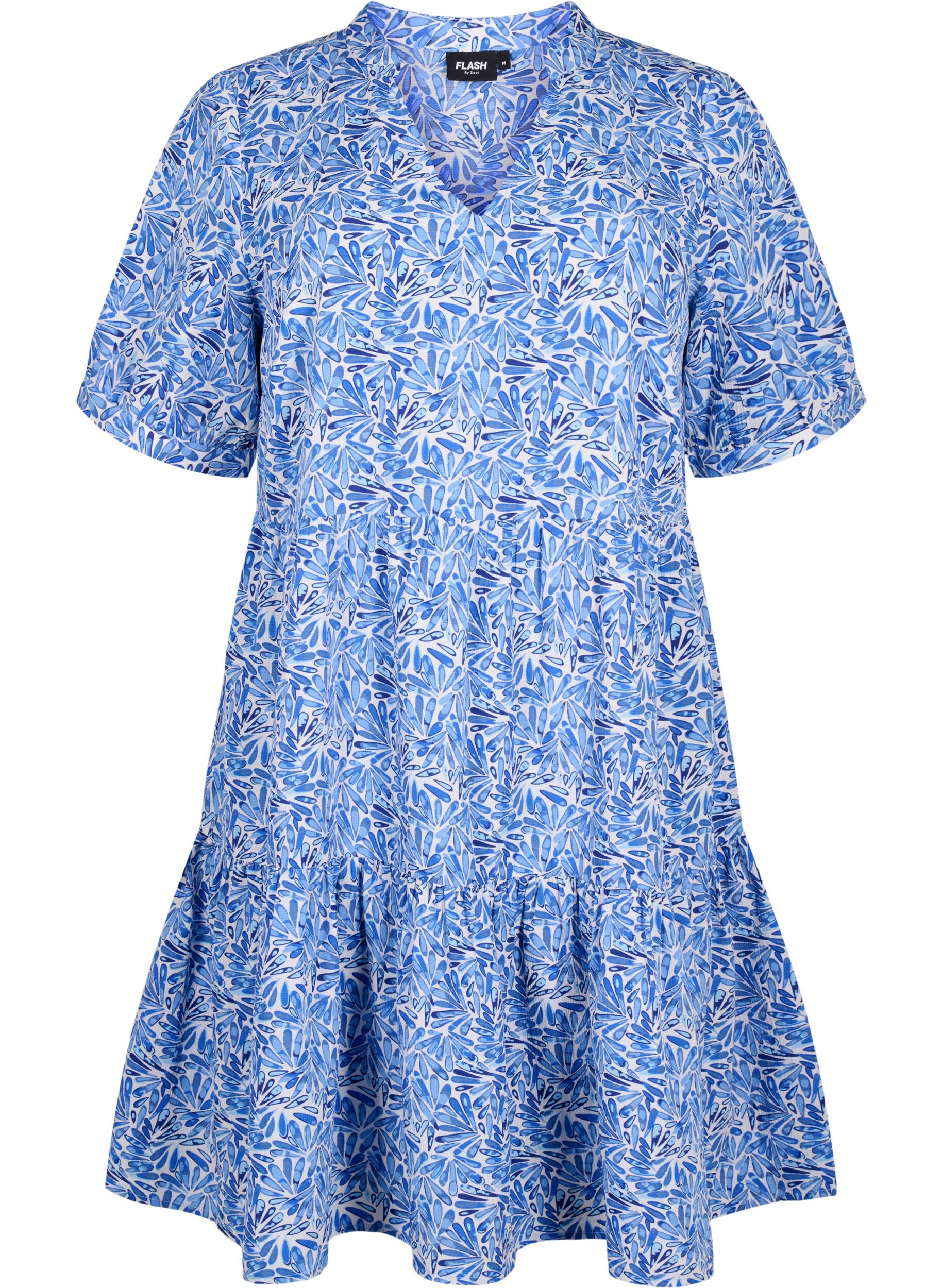 Zizzi FLASH &ndash; A-Linien-Kleid mit Print, White Blue AOP, Packshot image number 0