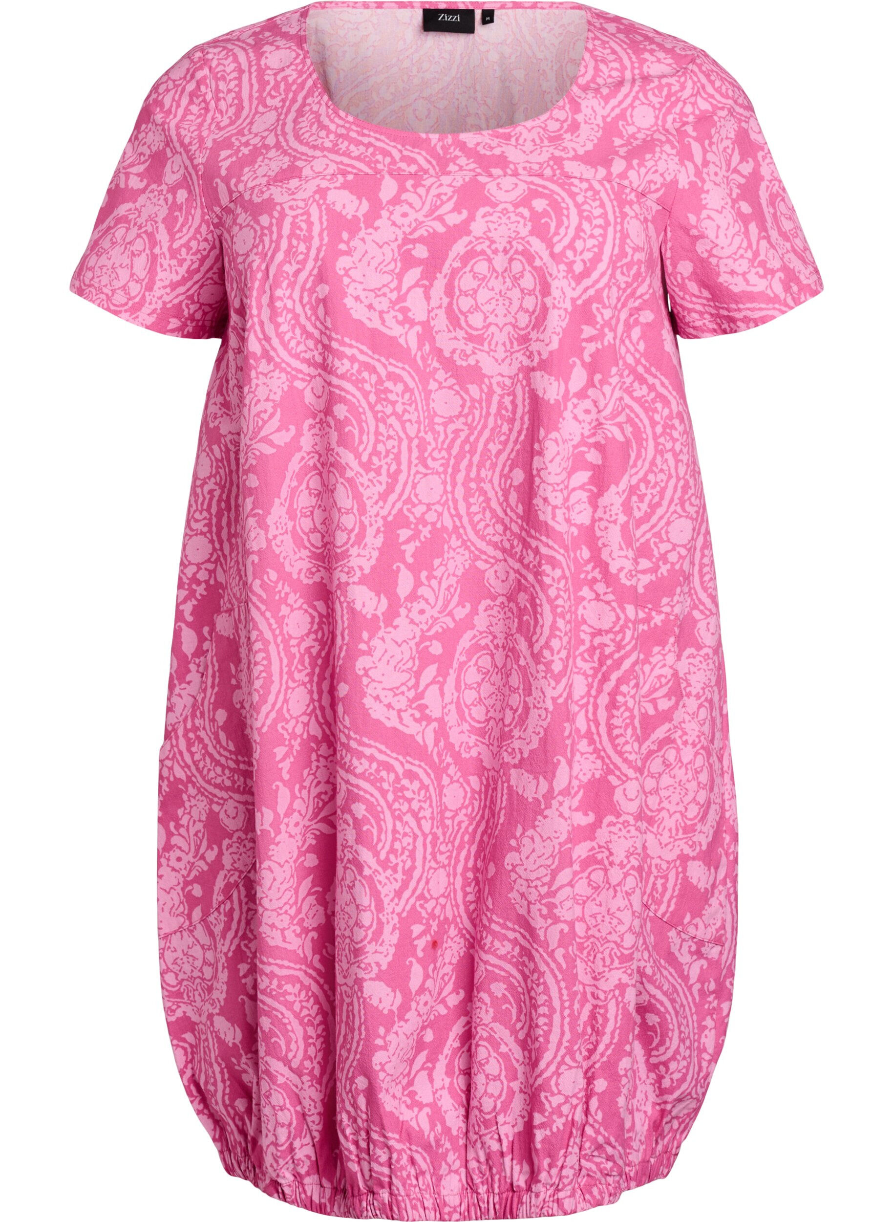 Kurz&auml;rmliges Baumwollkleid mit Aufdruck