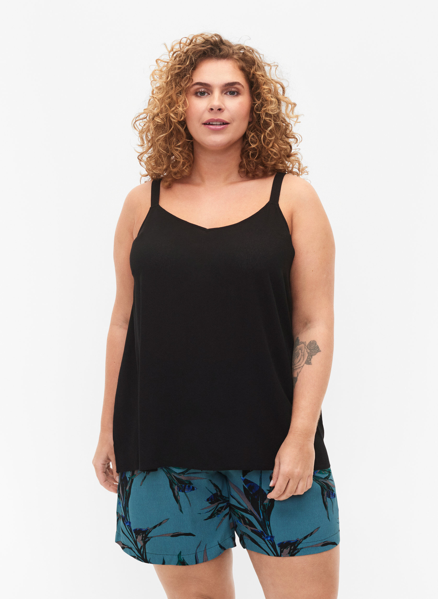 Zizzi &Auml;rmelloses Top aus Viskose, Black, Model image number 0