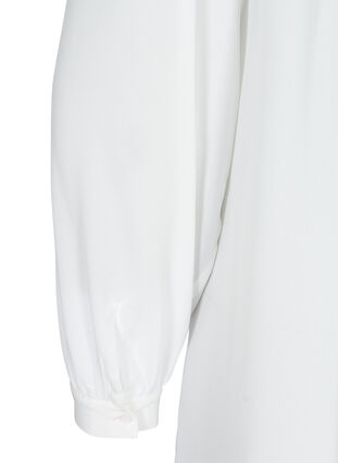 Lange Hemdbluse mit leichten Puff-Ärmeln, Bright White, Packshot image number 3