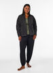 Fleecejacke mit Leopardenmuster und hohem Kragen, Schwarz, Model image number 1