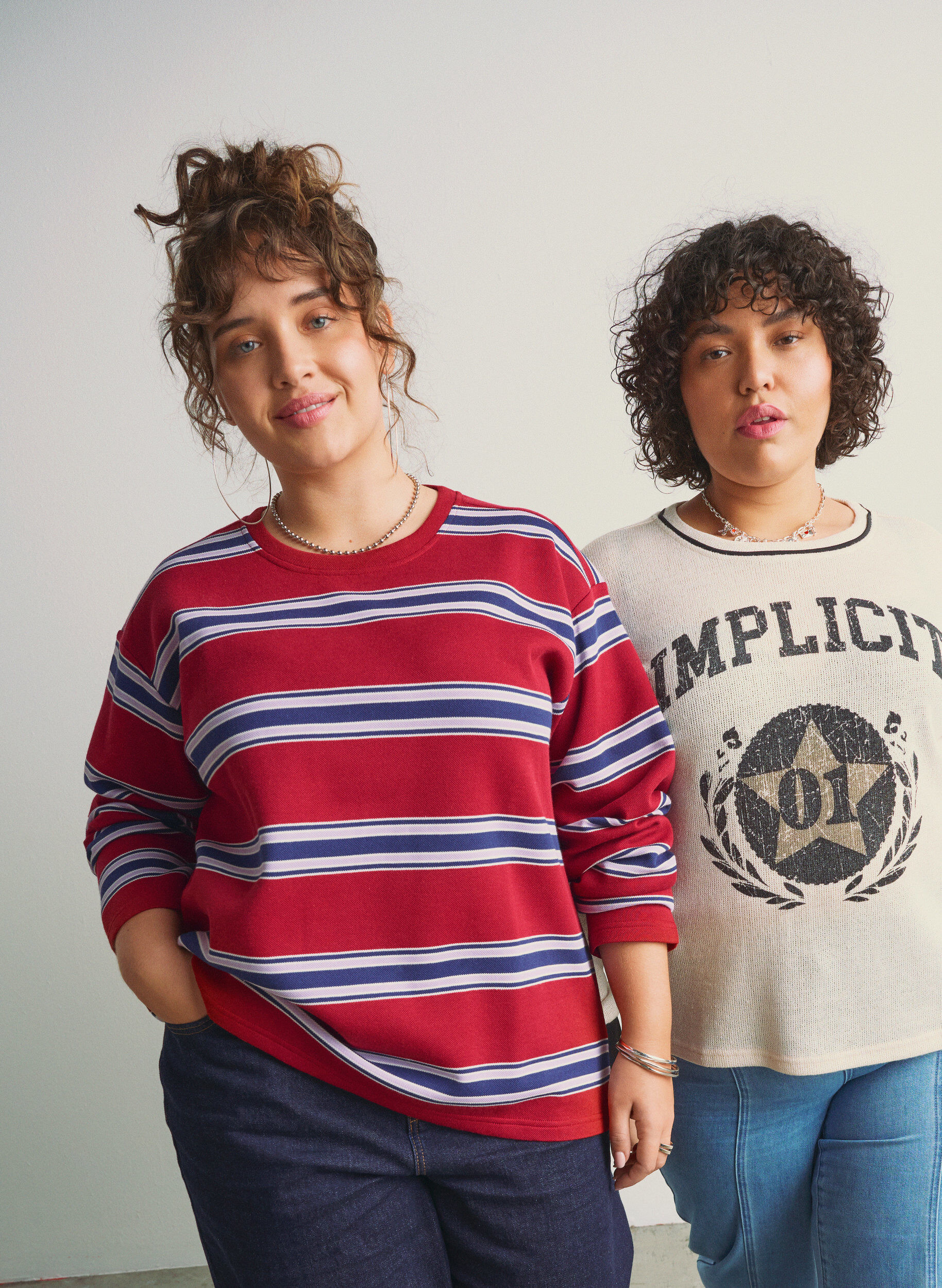 Zizzi Bluse aus Jersey mit breiten Streifen, Rot, Image image number 0