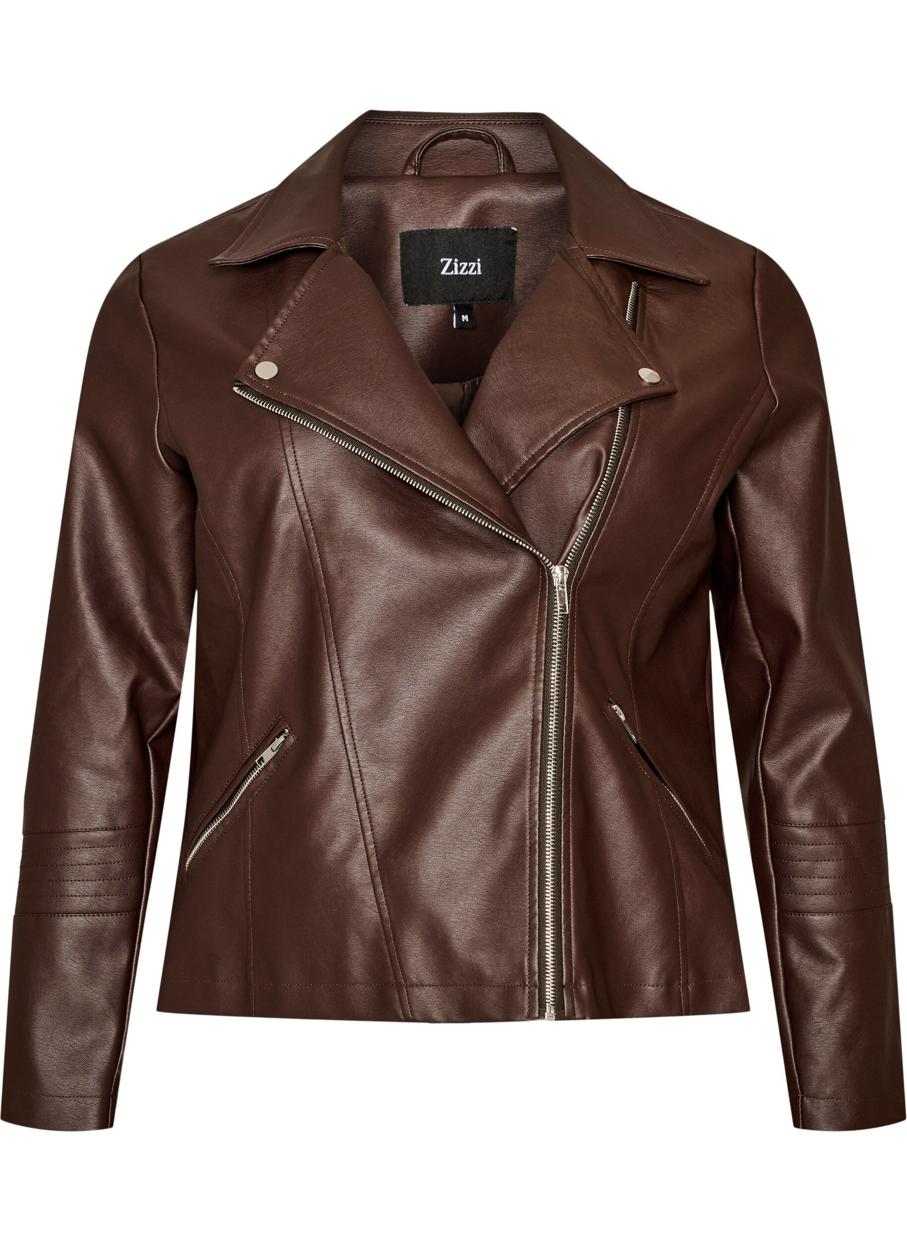 ZizziBikerjacke aus Kunstleder, Braun, Packshot image number 0