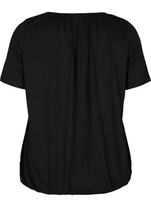 Kurzarm T-Shirt aus Viskose mit Gummibund, Black, Packshot image number 1