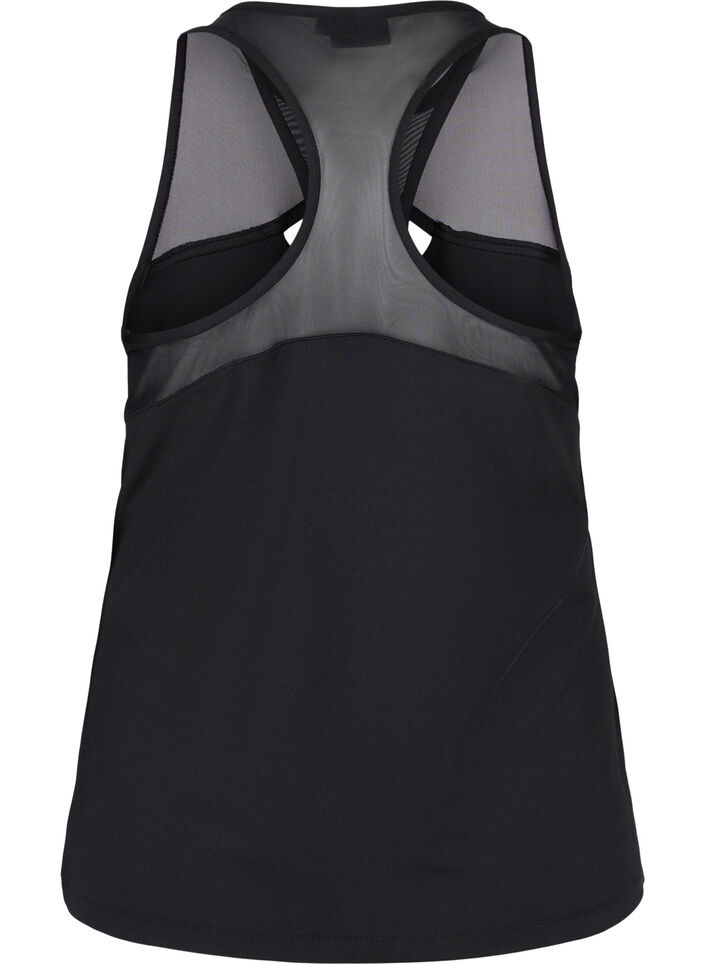 Mesh-Workout-Top mit Ringerrücken, Black, Packshot image number 1