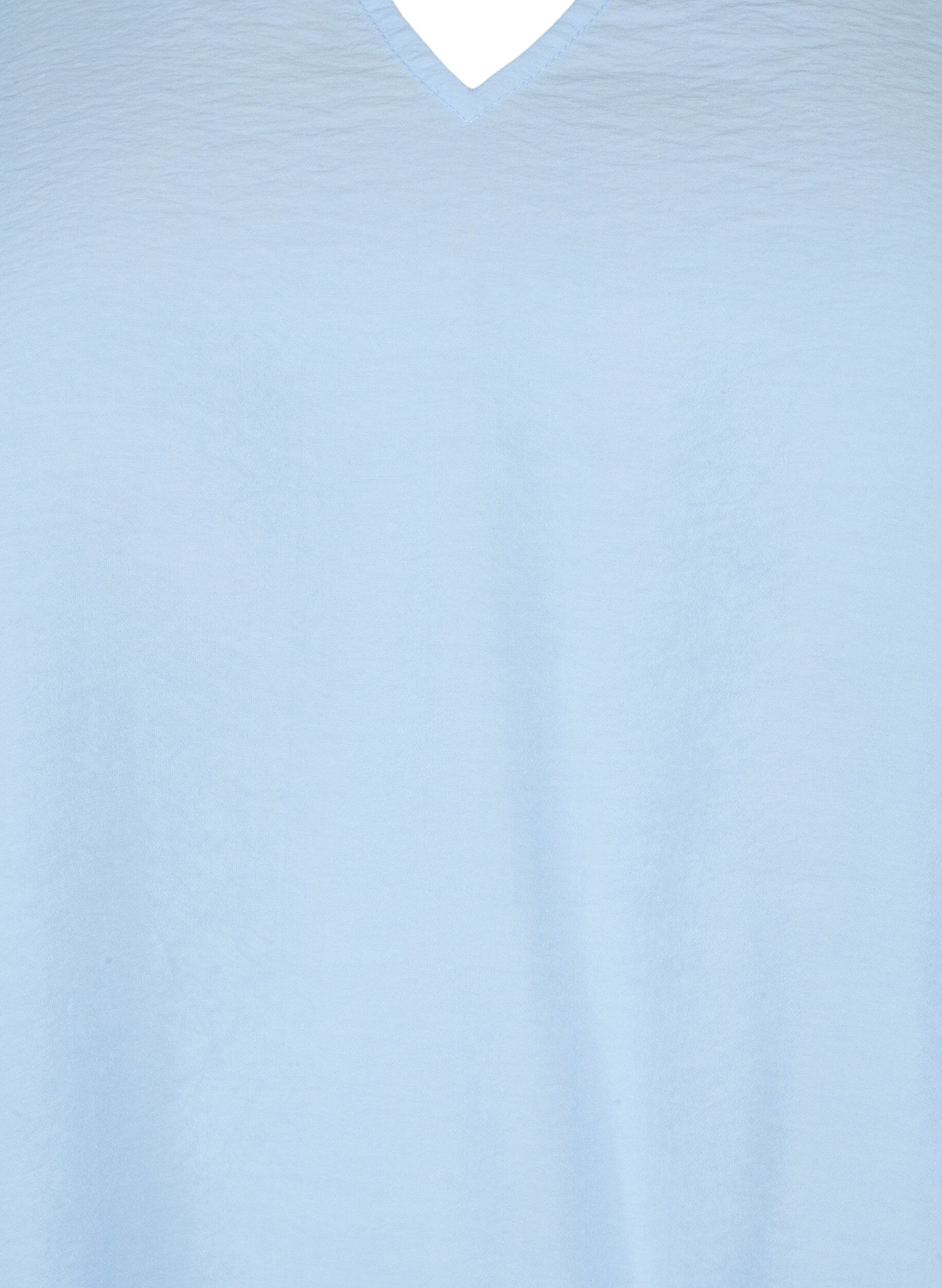 Zizzi  Kurzarm-Bluse aus Viskose mit Stickerei, Blau, Packshot image number 2