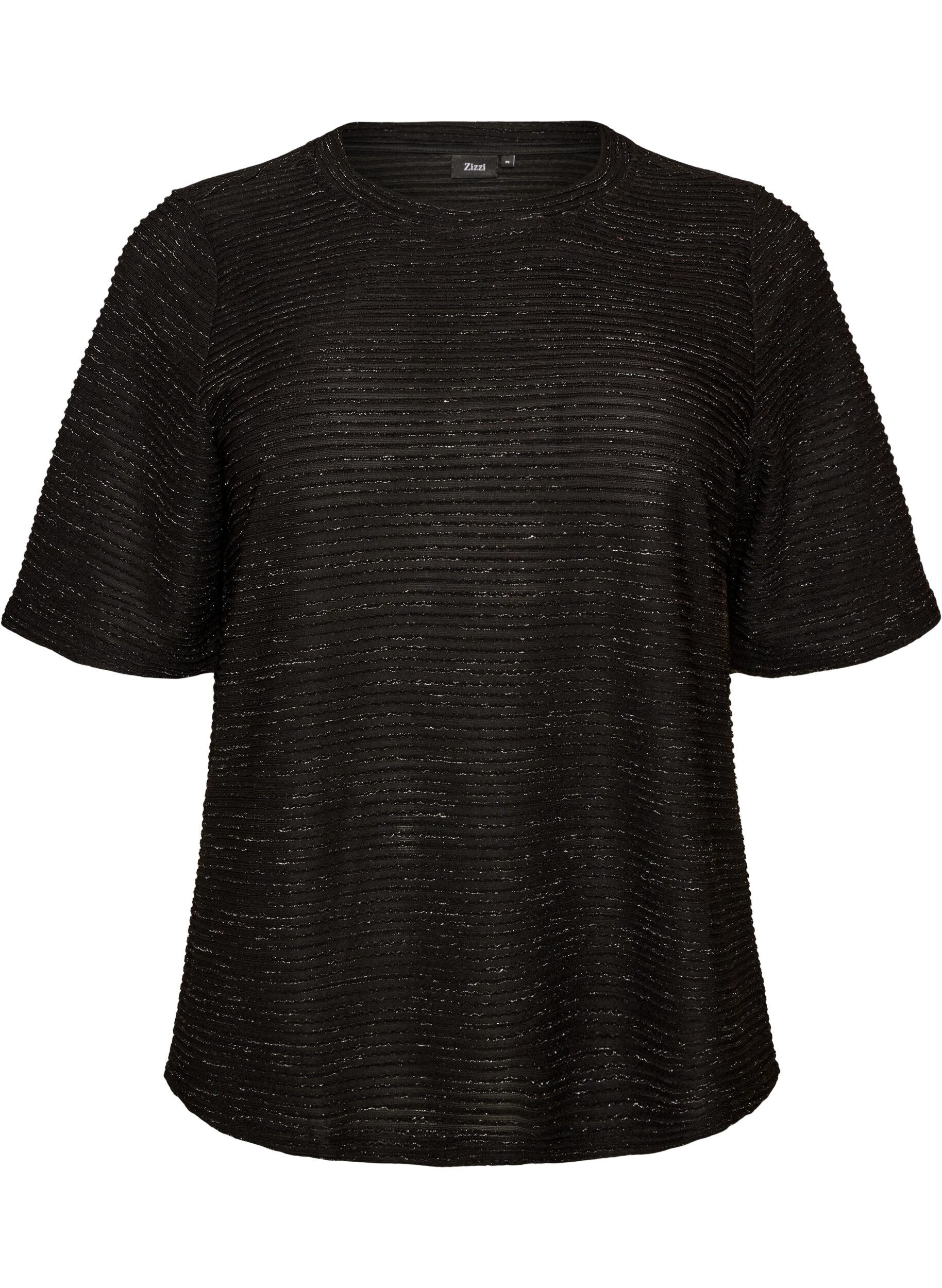 ZizziBluse mit Struktur und Glitzer, Schwarz, Packshot image number 0
