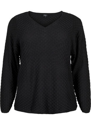 Pullover mit Strukturmuster aus Bio-Baumwolle	, Black, Packshot image number 0