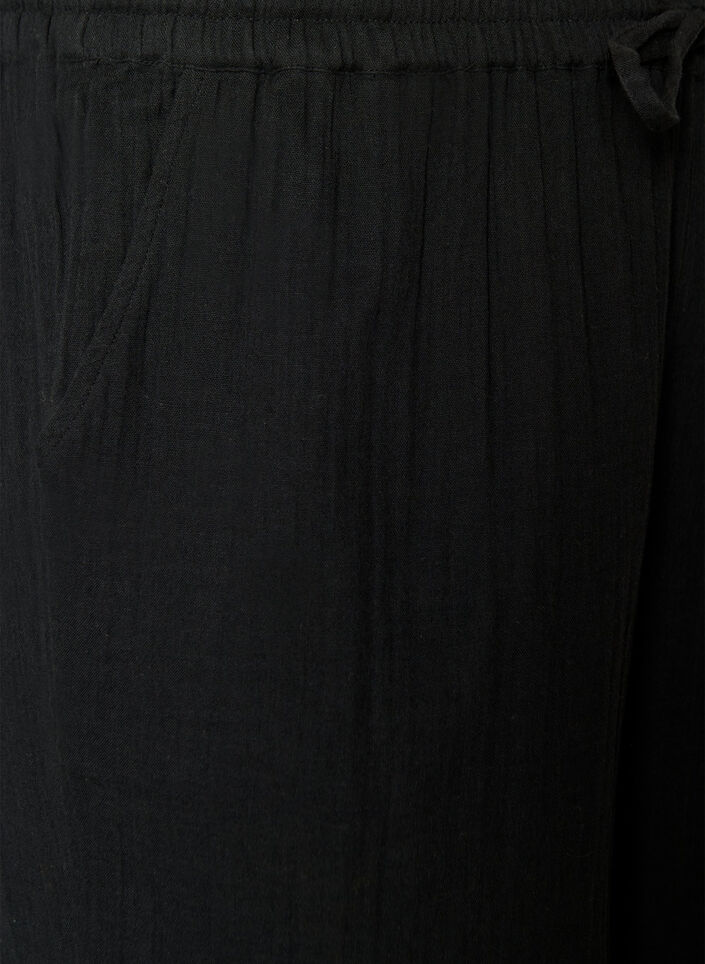 Lockere Shorts aus Baumwollmusselin mit hoher Taille, Schwarz, Packshot image number 2