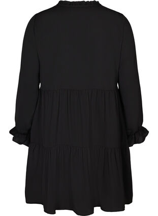Kleid mit Falten und Binde-Detail, Black, Packshot image number 1