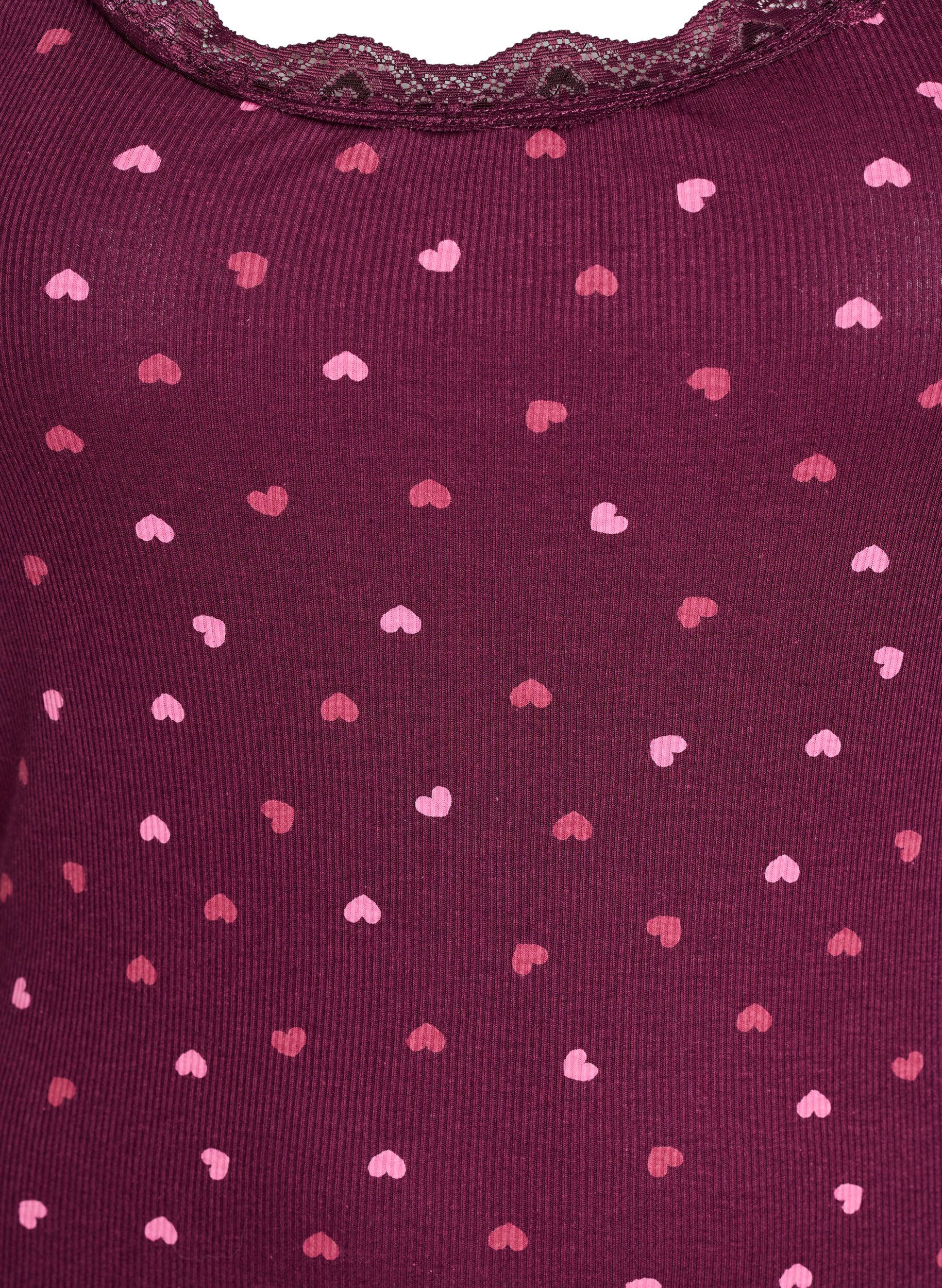 Zizzi Oberteil mit Aufdruck und Spitzenborte, Dunkles Bordeaux, Packshot image number 2