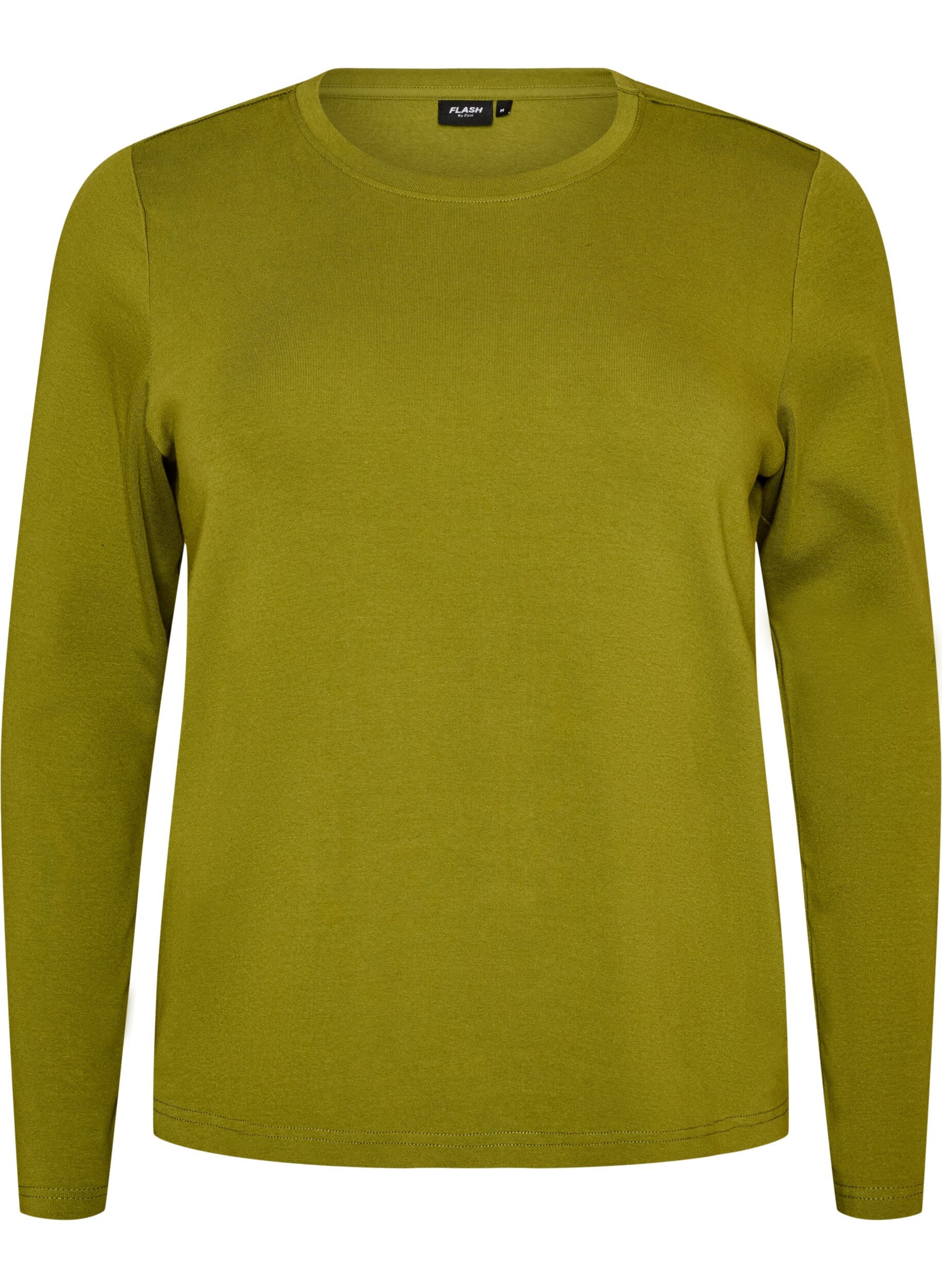 ZizziLangarm-Basic-T-Shirt mit Rundhalsausschnitt, Gr&uuml;n, Packshot image number 0