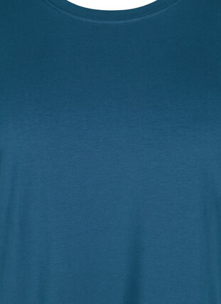 Kurzarm Kleid aus Baumwolle mit Schlitz, Majolica Blue, Packshot image number 2