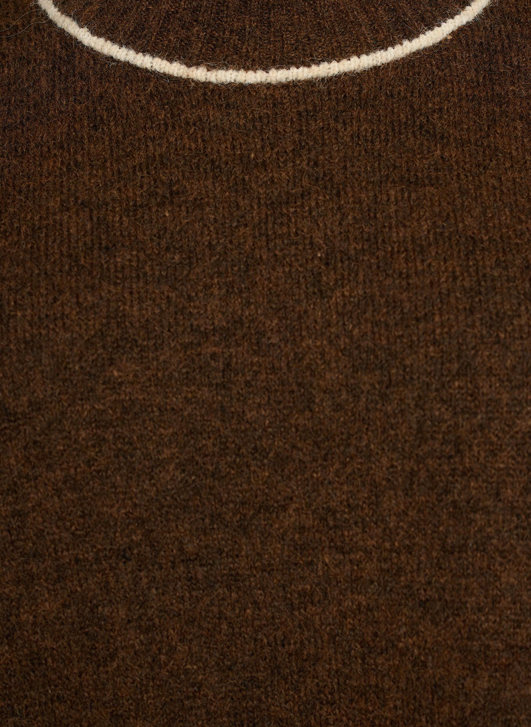 ZizziStrickpullover mit Rollkragen und Kontraststreifen, Braun, Packshot image number 2