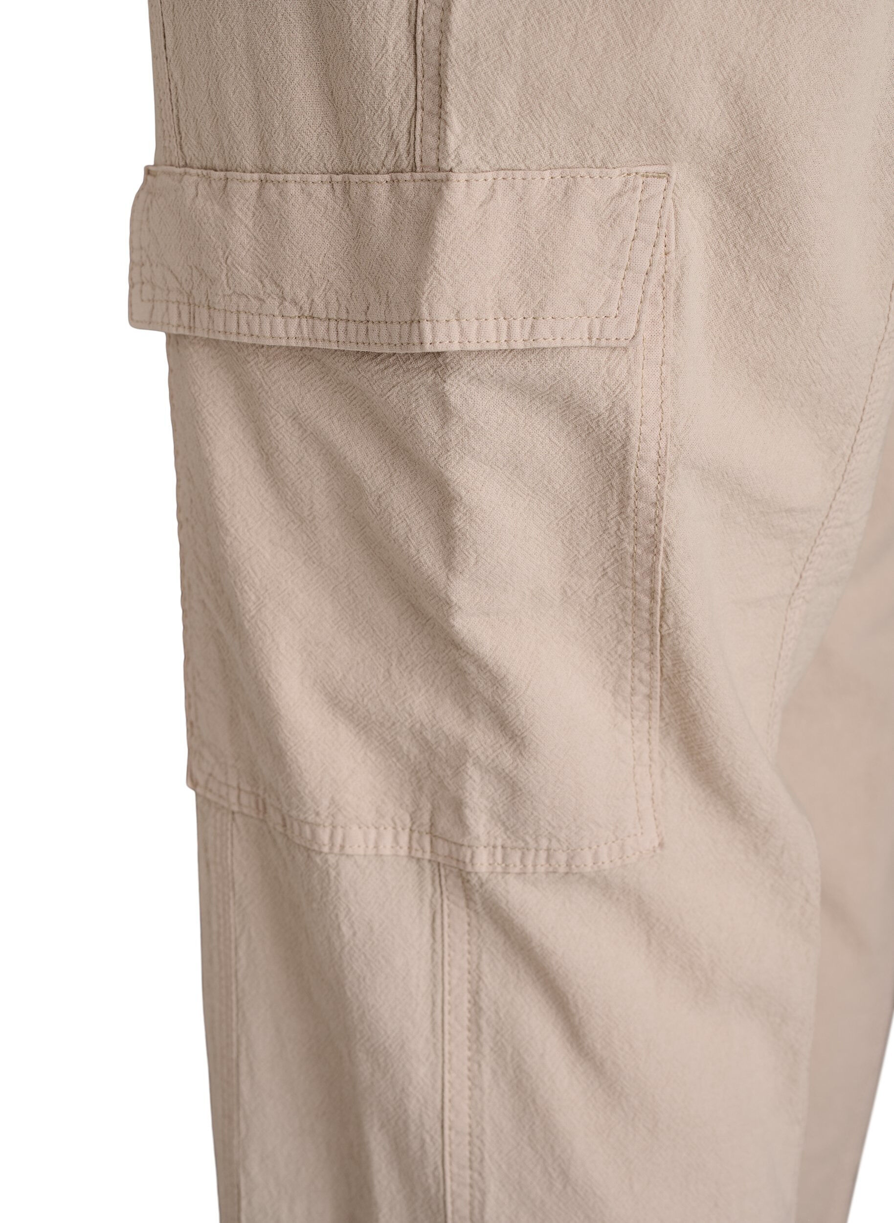Zizzi Lockere Cargohose aus Baumwolle, Beige, Packshot image number 4